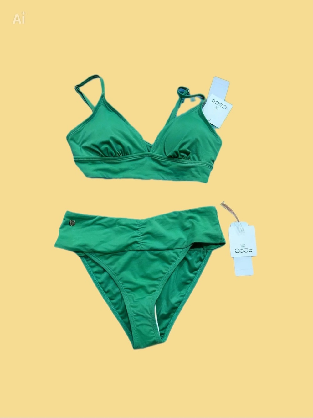 CeCe Emerald Green V-Neck Bikini Set
